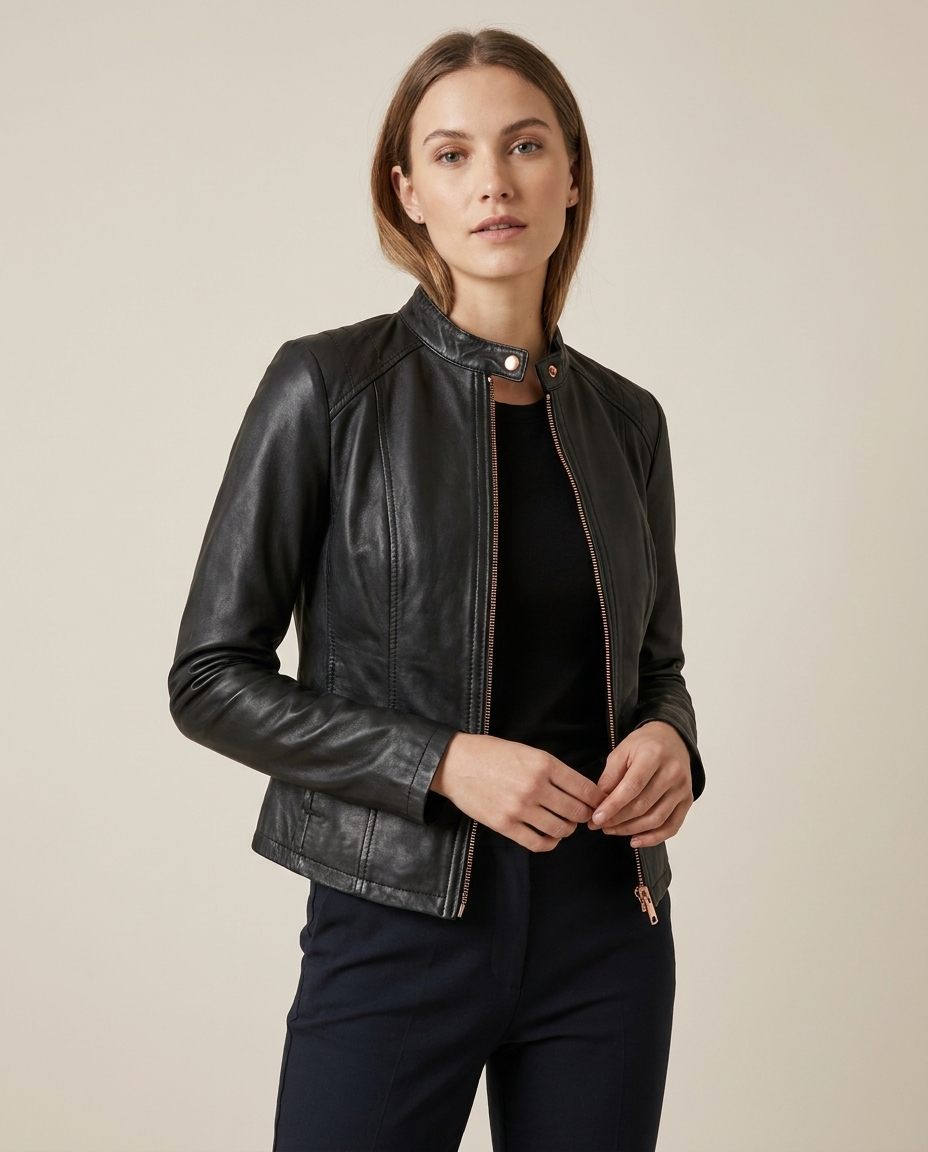 Leren jas dames italiaanse stijl biker – Romaccio