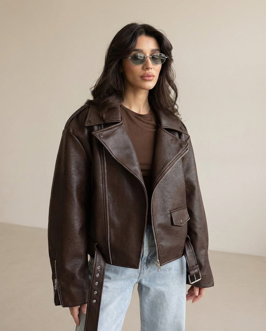 Leren jas dames vegan biker – Romaccio
