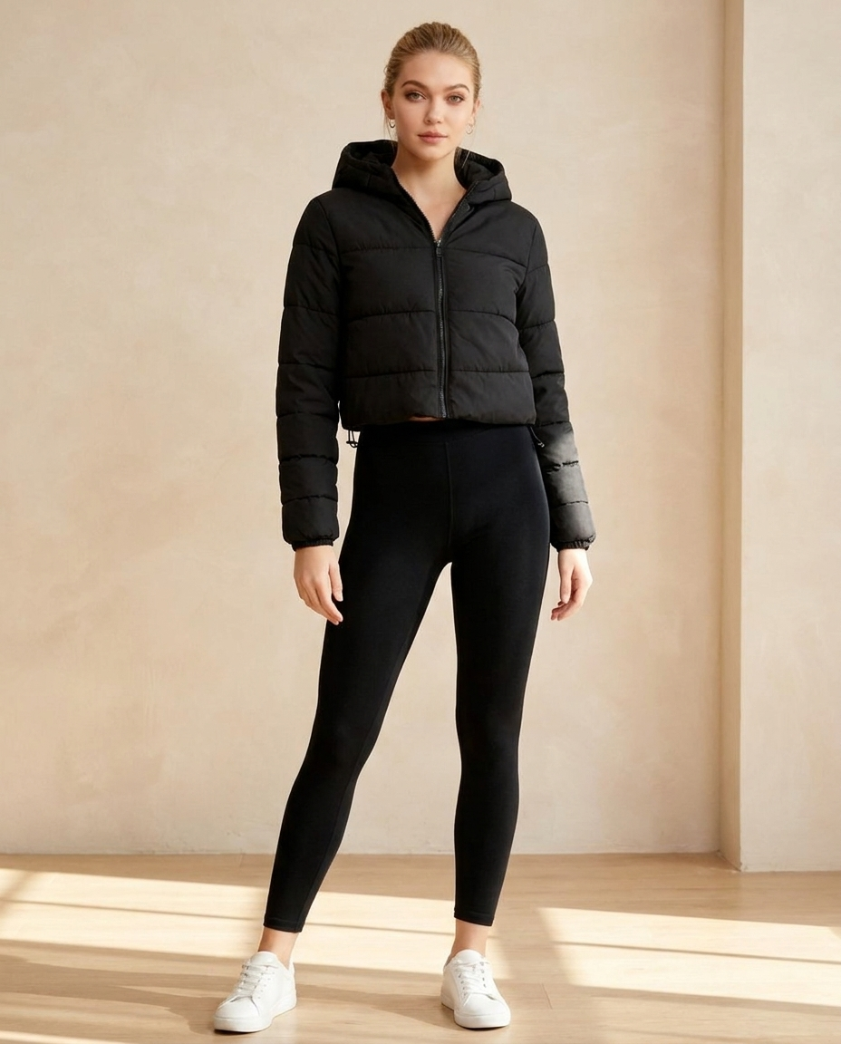 Puffer jas dames kort cropped – Romaccio