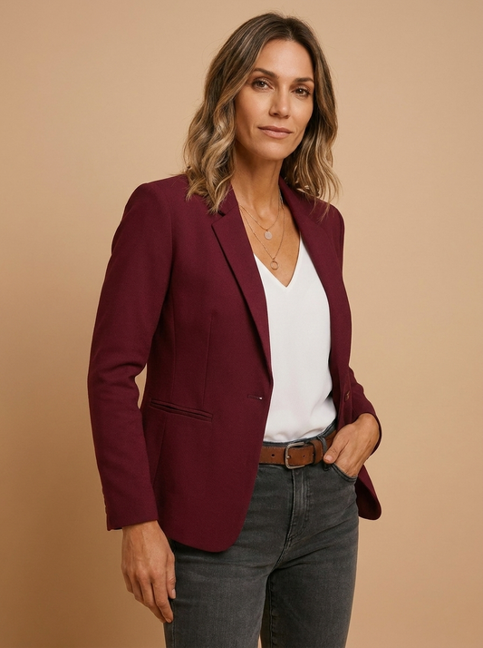 Blazer dames getailleerd één knoop bordeaux – Romaccio