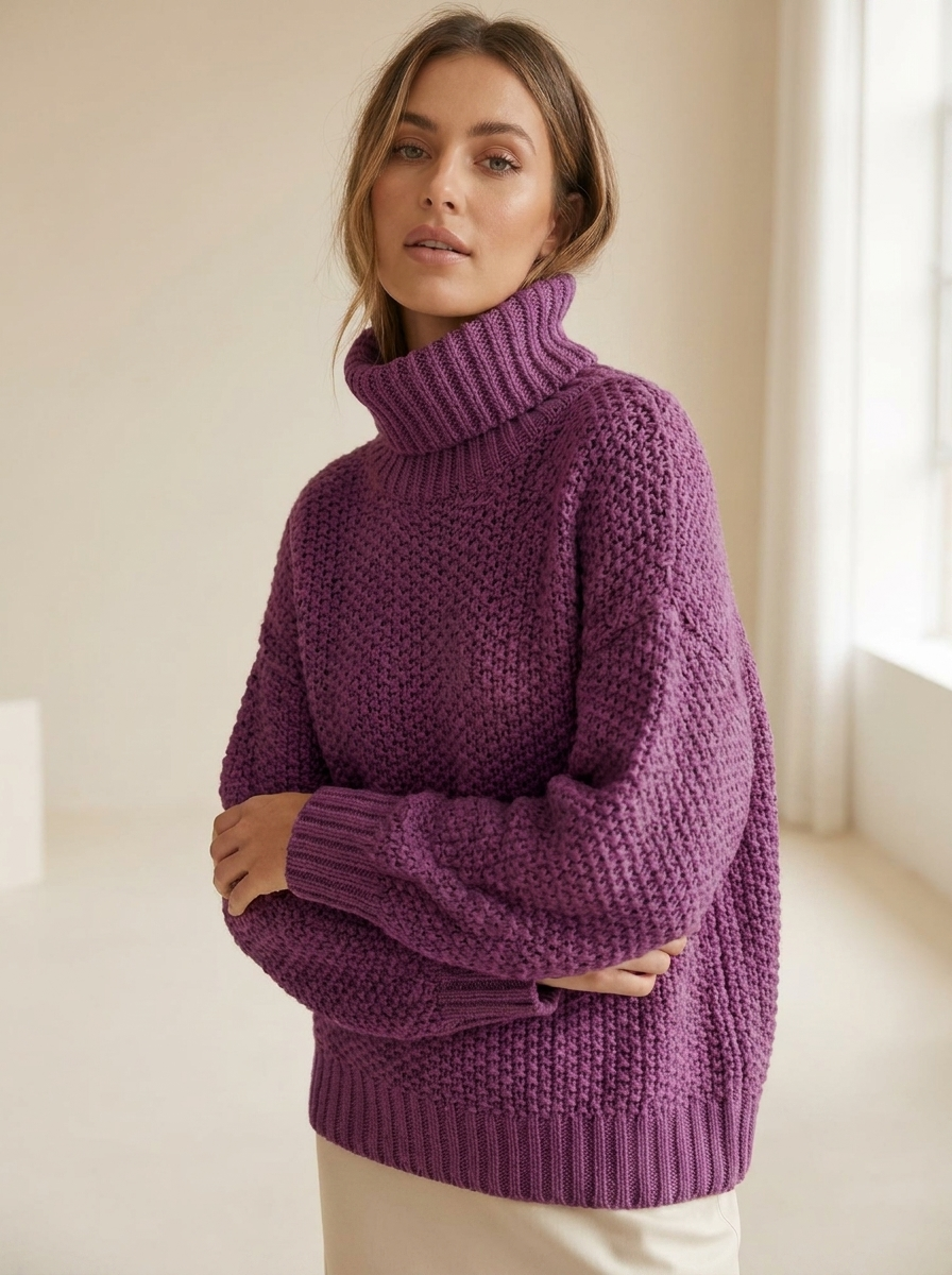Coltrui dames grofgebreid oversized paars – Romaccio