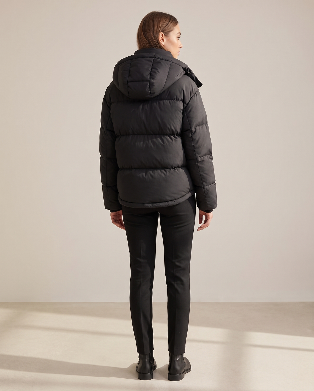 Puffer jas dames oversized zwart – achteraanzicht | Romaccio