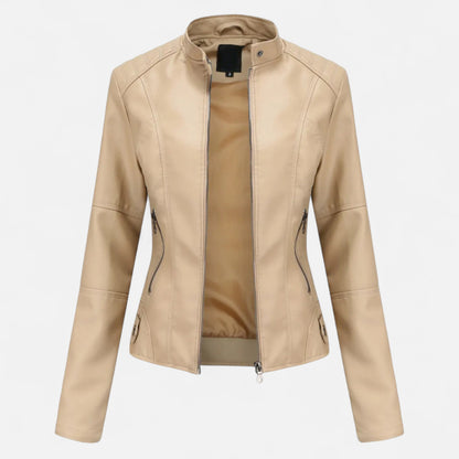 Zuri | Cropped Zip-Up Leather Jacket for Women