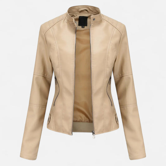 Zuri | Cropped Zip-Up Leather Jacket for Women