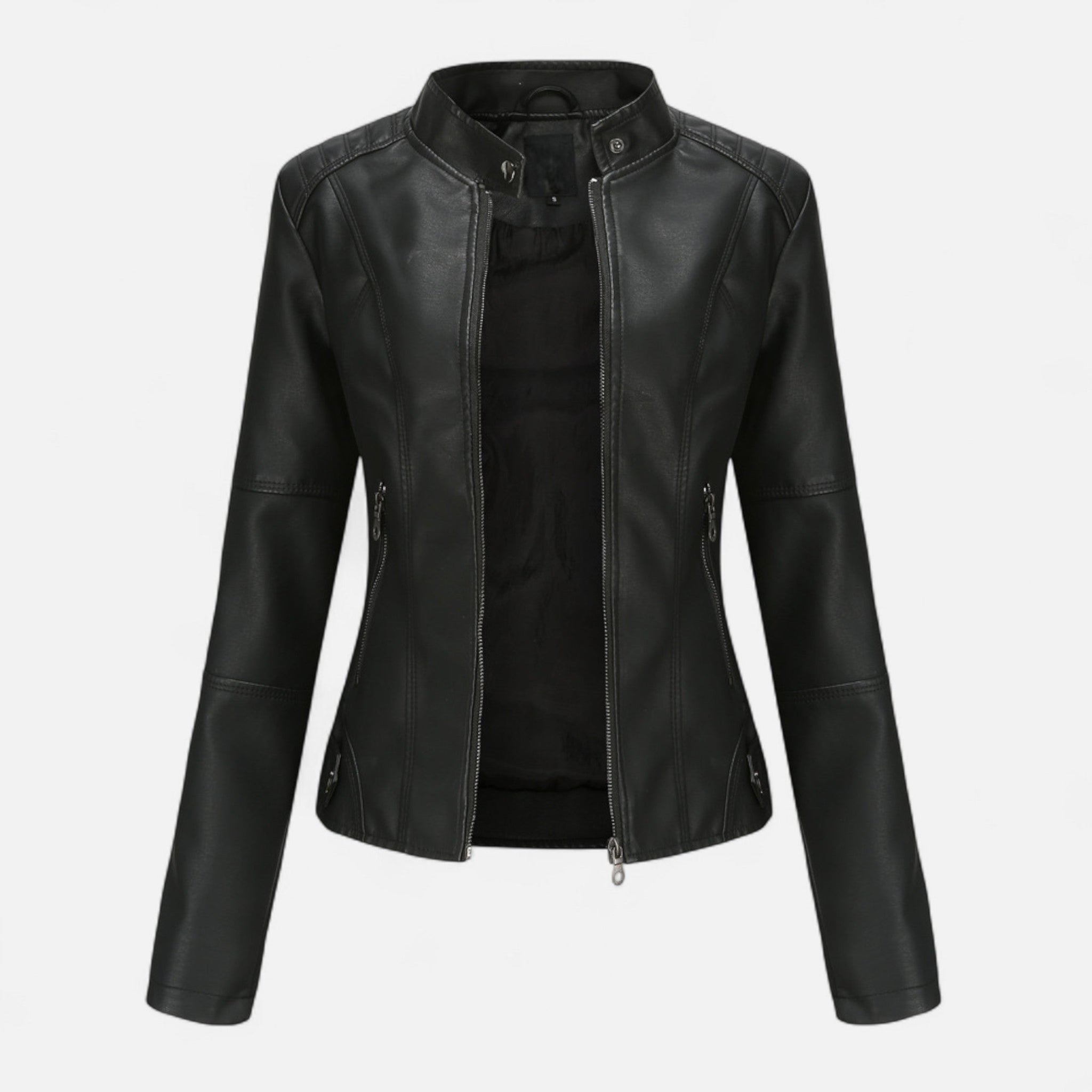 Zuri | Cropped Zip-Up Leather Jacket for Women