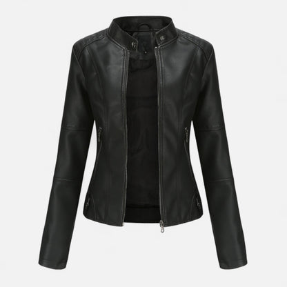 Zuri | Cropped Zip-Up Leather Jacket for Women