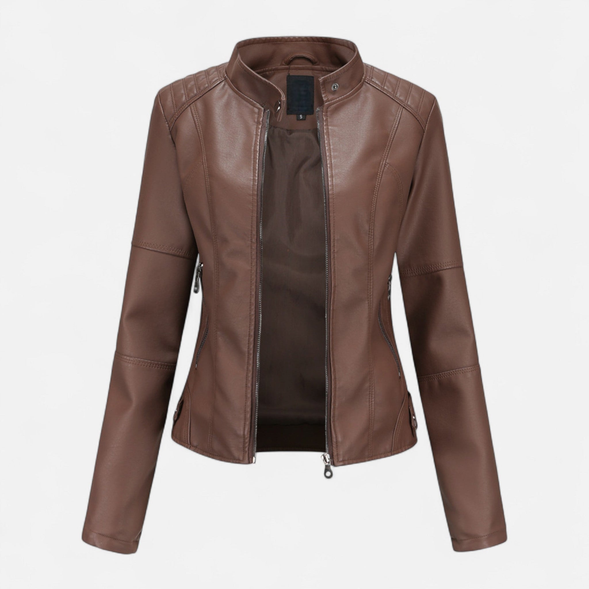 Zuri | Cropped Zip-Up Leather Jacket for Women