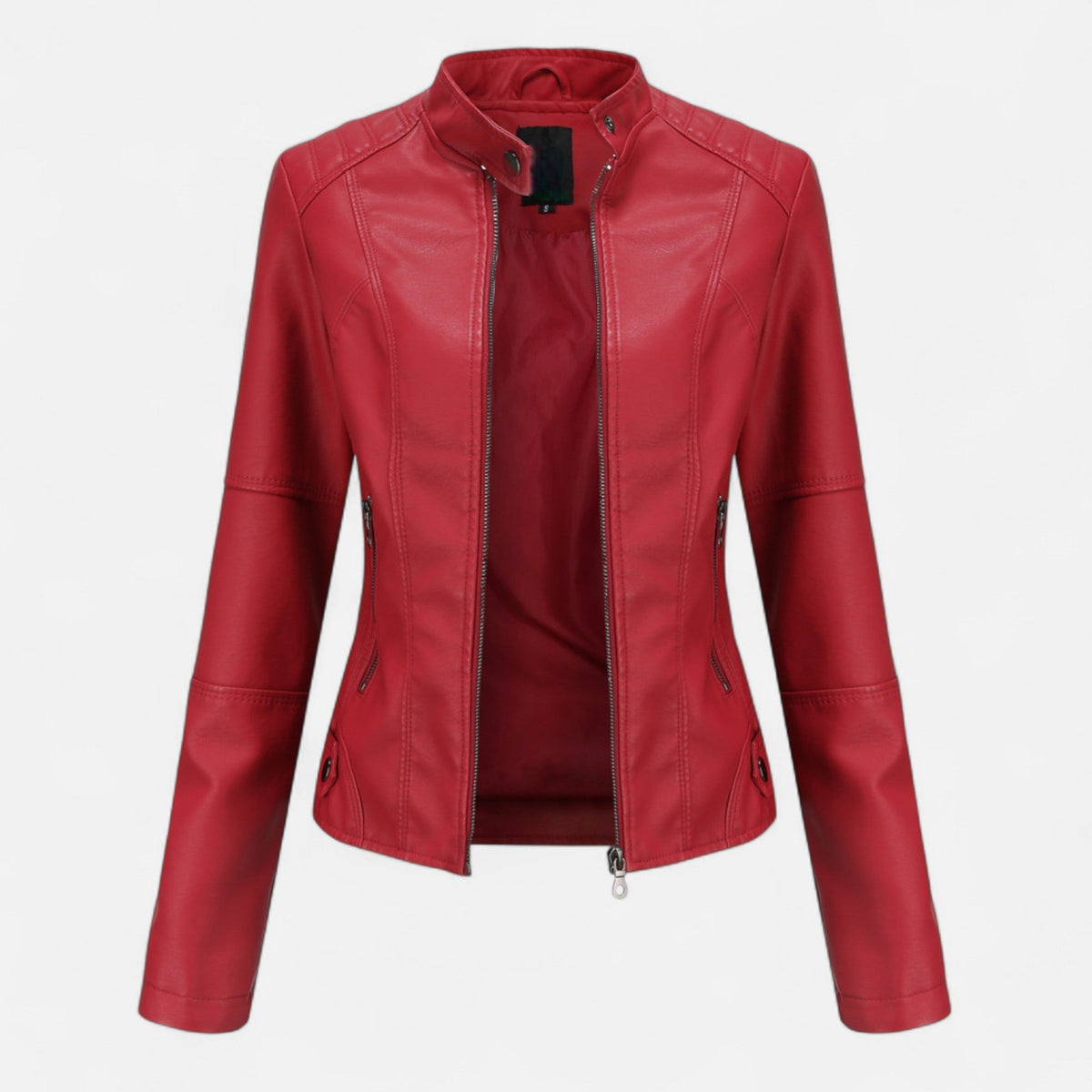 Leren Jas Dames Kort – Cropped Imitatieleren Bikerjas met Rits