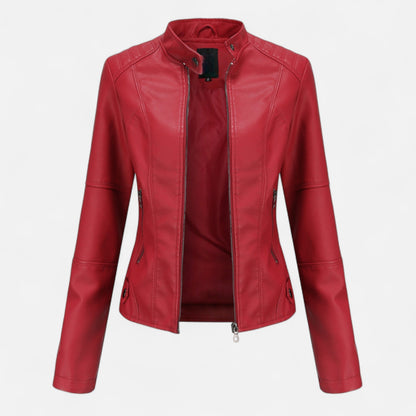 Zuri | Cropped Zip-Up Leather Jacket for Women