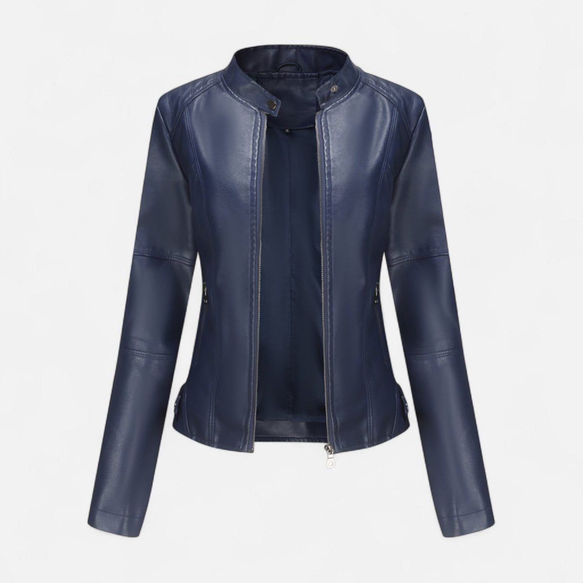 Leren Jas Dames Kort – Cropped Imitatieleren Bikerjas met Rits