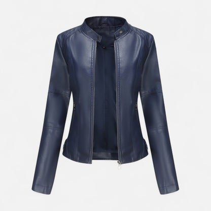 Zuri | Cropped Zip-Up Leather Jacket for Women
