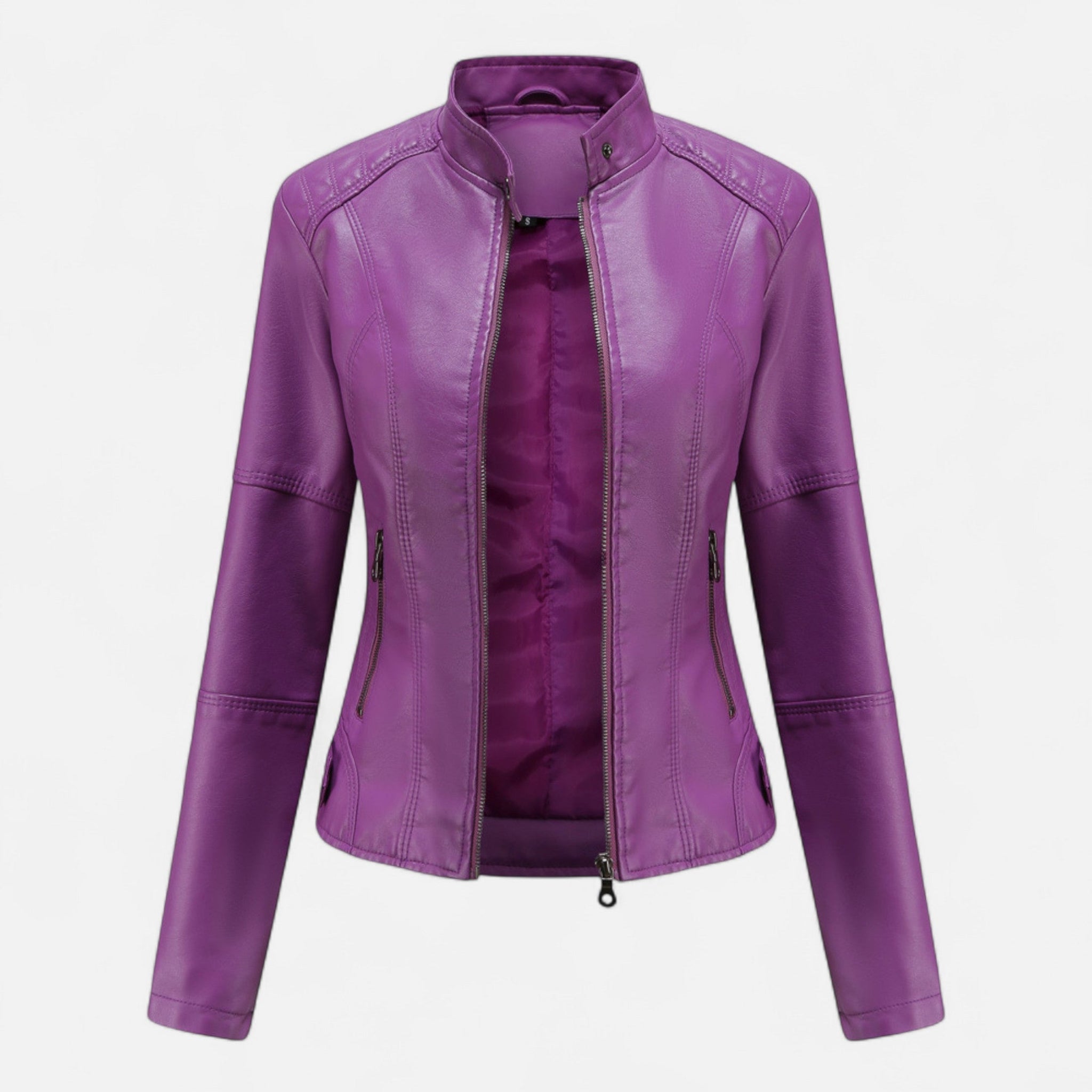 Zuri | Cropped Zip-Up Leather Jacket for Women