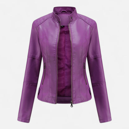 Zuri | Cropped Zip-Up Leather Jacket for Women