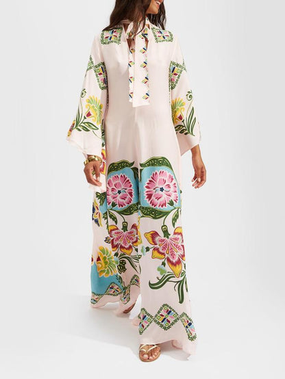 Vloeiende Maxi-jurk met Zonnige Bloemenprint