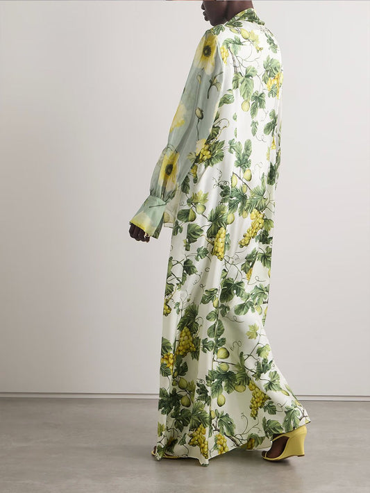 Maxi-jurk met Fijne Bloemen- en Fruitprint