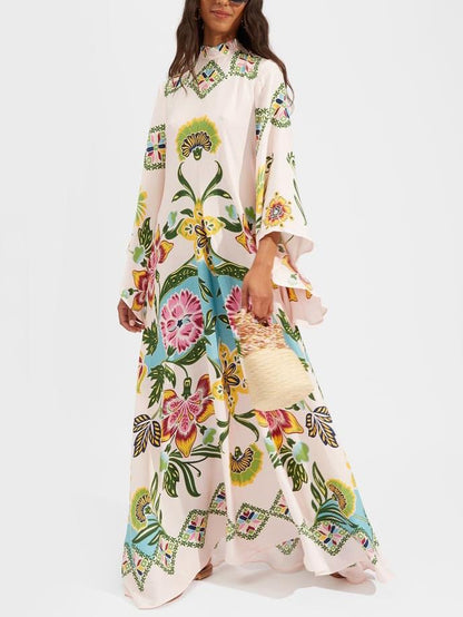 Vloeiende Maxi-jurk met Zonnige Bloemenprint