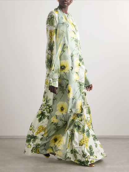 Maxi-jurk met Fijne Bloemen- en Fruitprint