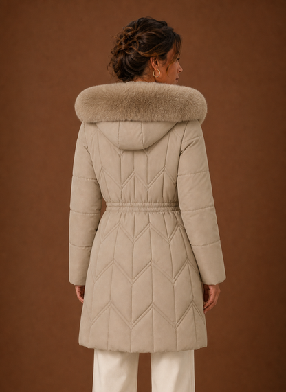 Lange pufferjas dames met bontrand – afbeelding 3
