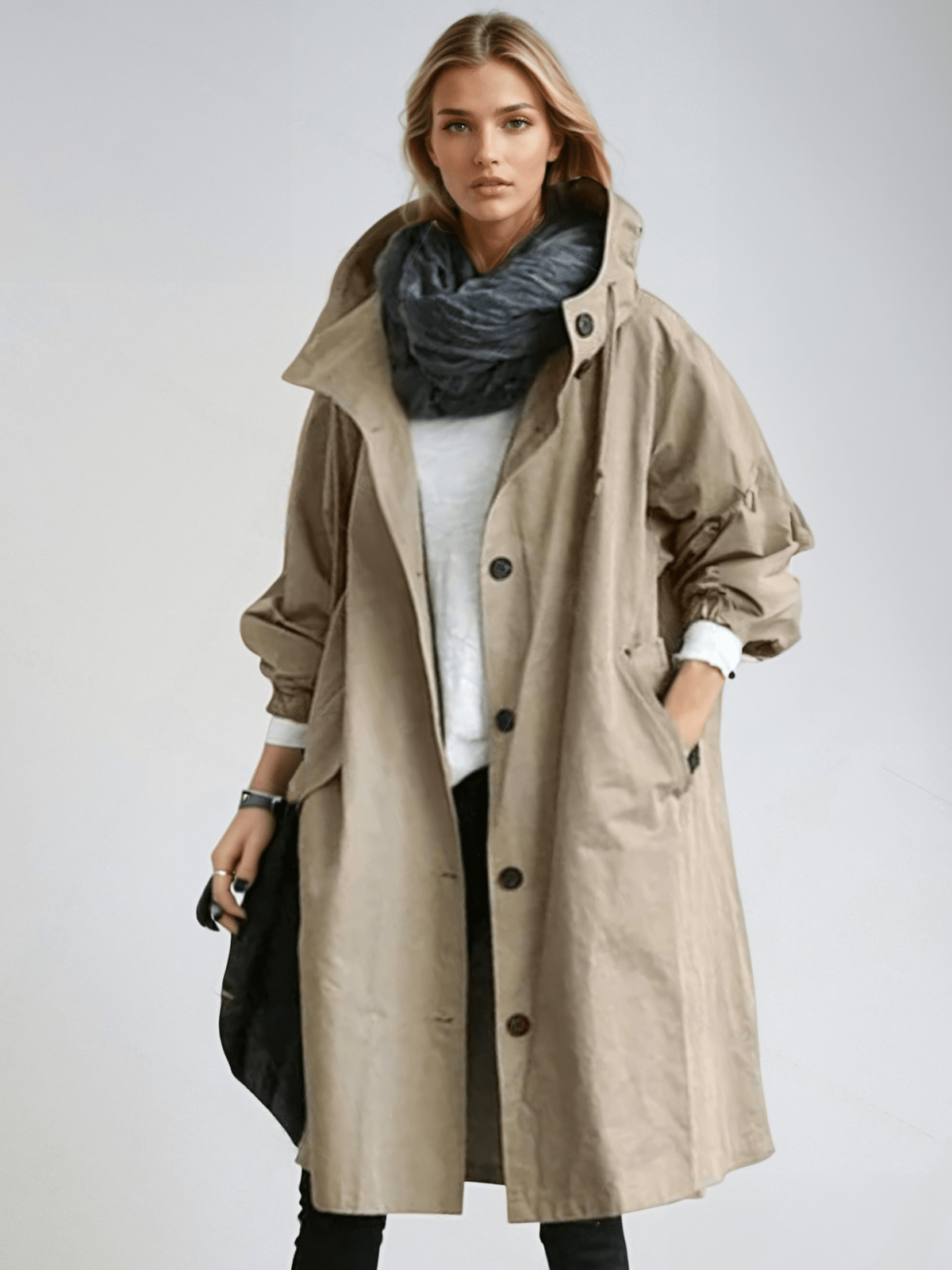 Trenchcoat Dames Oversized – Lange Overjas met Knopen