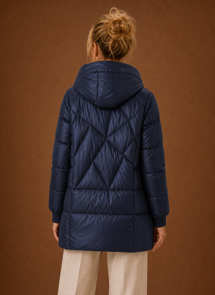 Lange pufferjas dames met capuchon – afbeelding 11