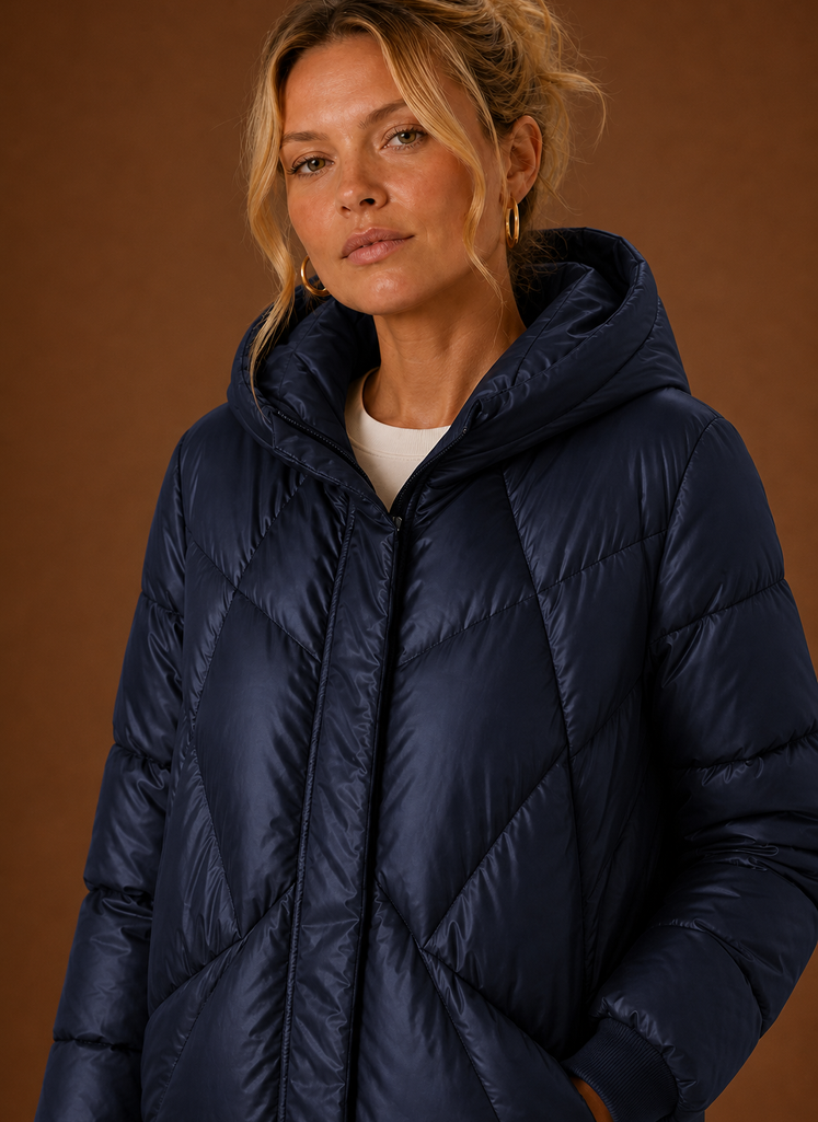 Lange pufferjas dames met capuchon – afbeelding 12