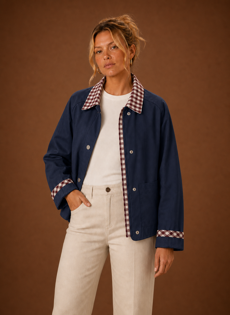 Barn jas dames met geruite kraag – afbeelding 17