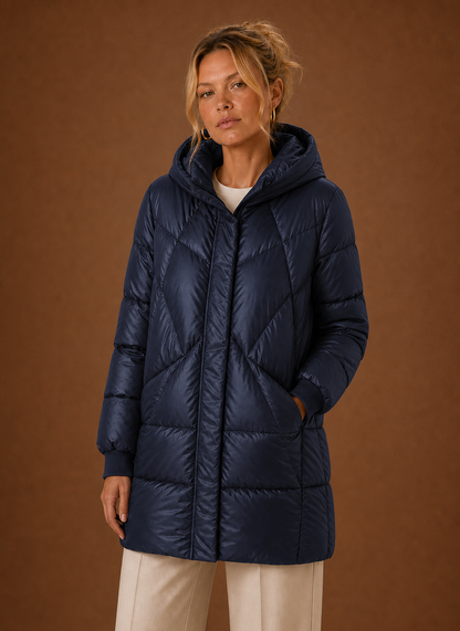 Lange pufferjas dames met capuchon – afbeelding 9