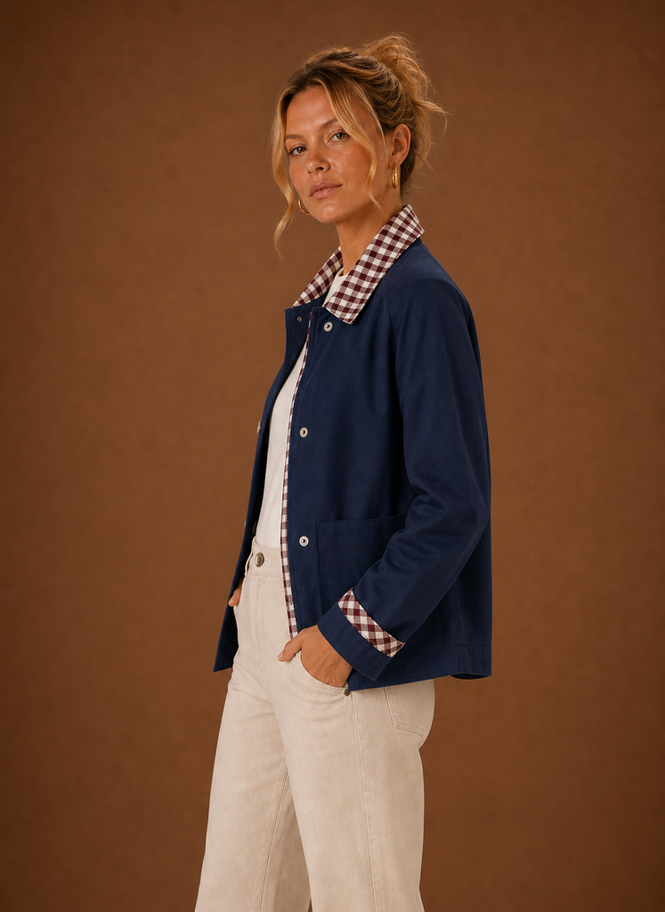 Barn jas dames met geruite kraag – afbeelding 18
