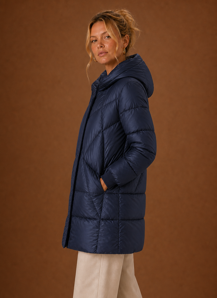 Lange pufferjas dames met capuchon – afbeelding 10