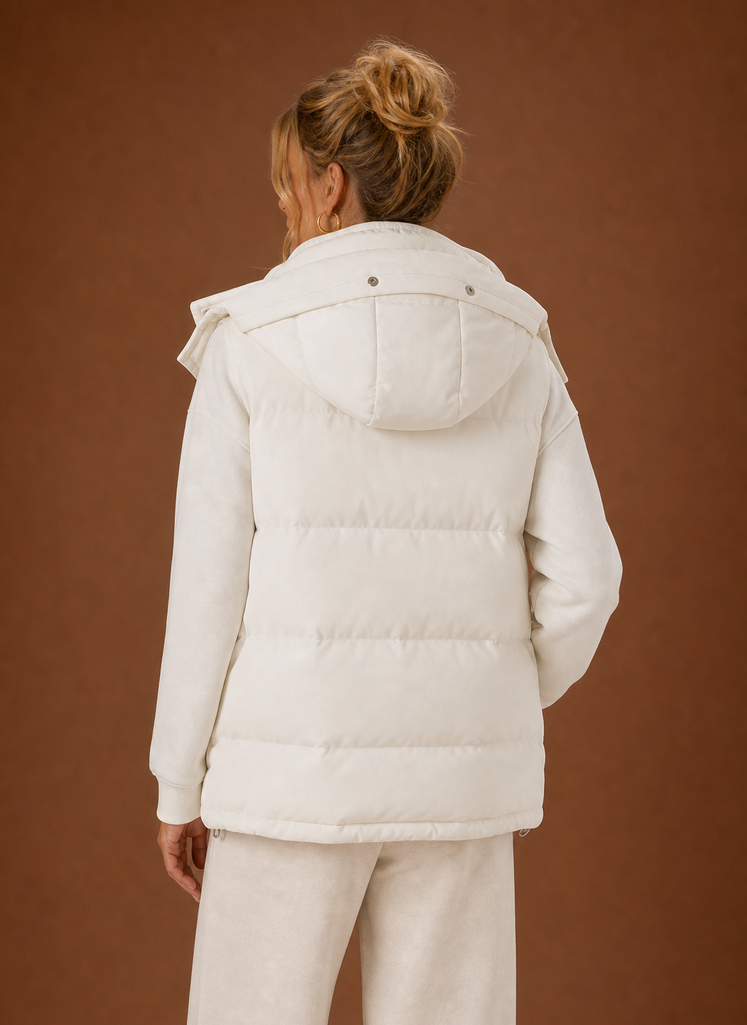 Oversized bodywarmer dames met capuchon – afbeelding 2
