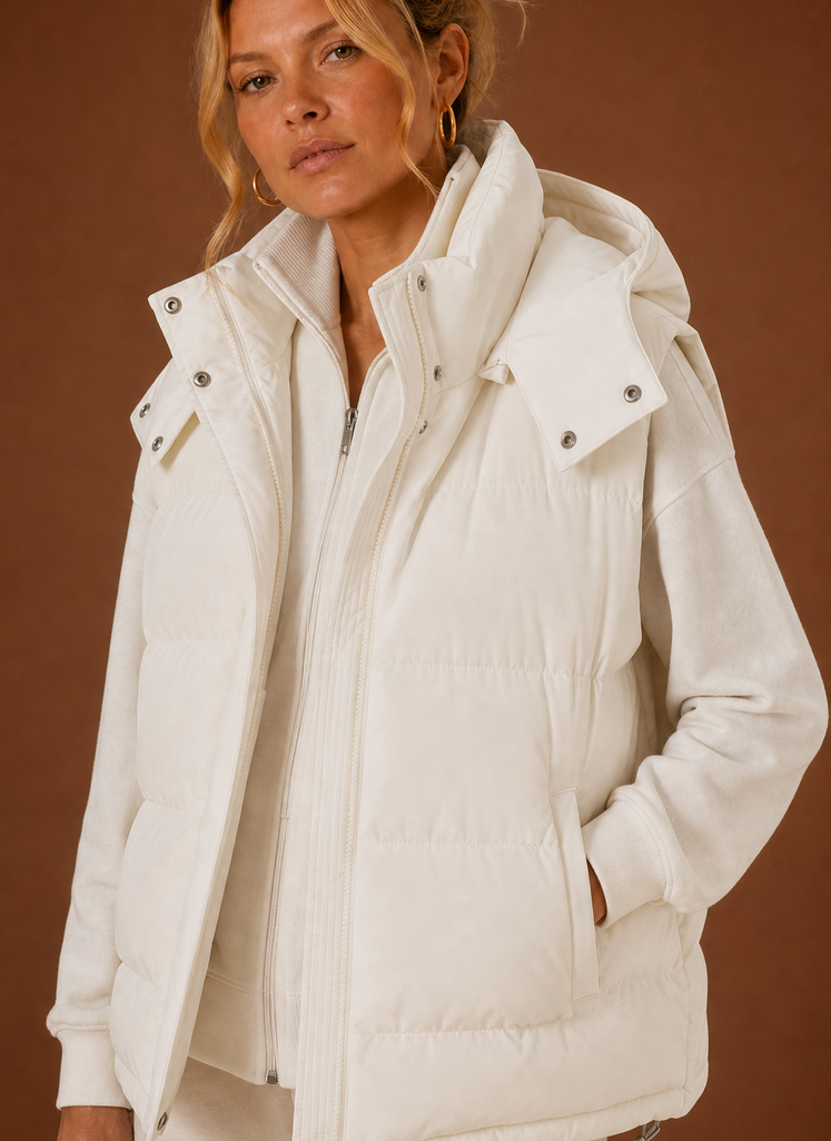 Oversized bodywarmer dames met capuchon – afbeelding 4