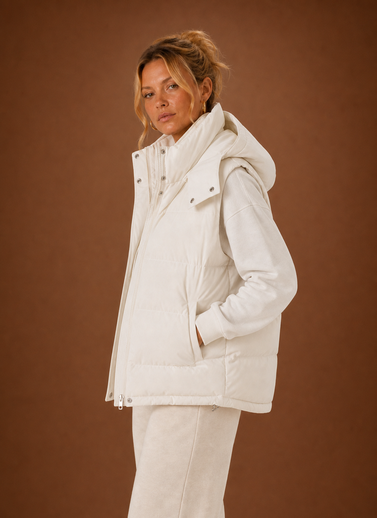 Oversized bodywarmer dames met capuchon – afbeelding 3