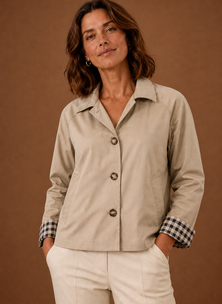 Lichte beige jas dames – afbeelding 4