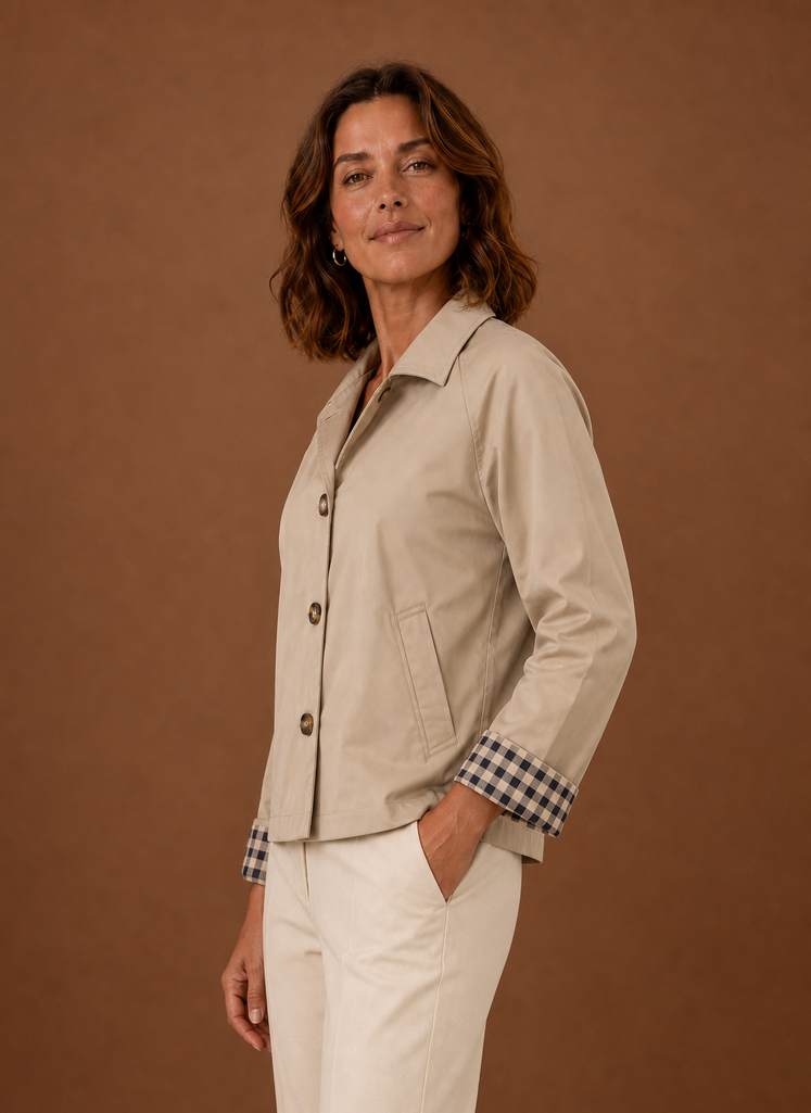Lichte beige jas dames – afbeelding 3