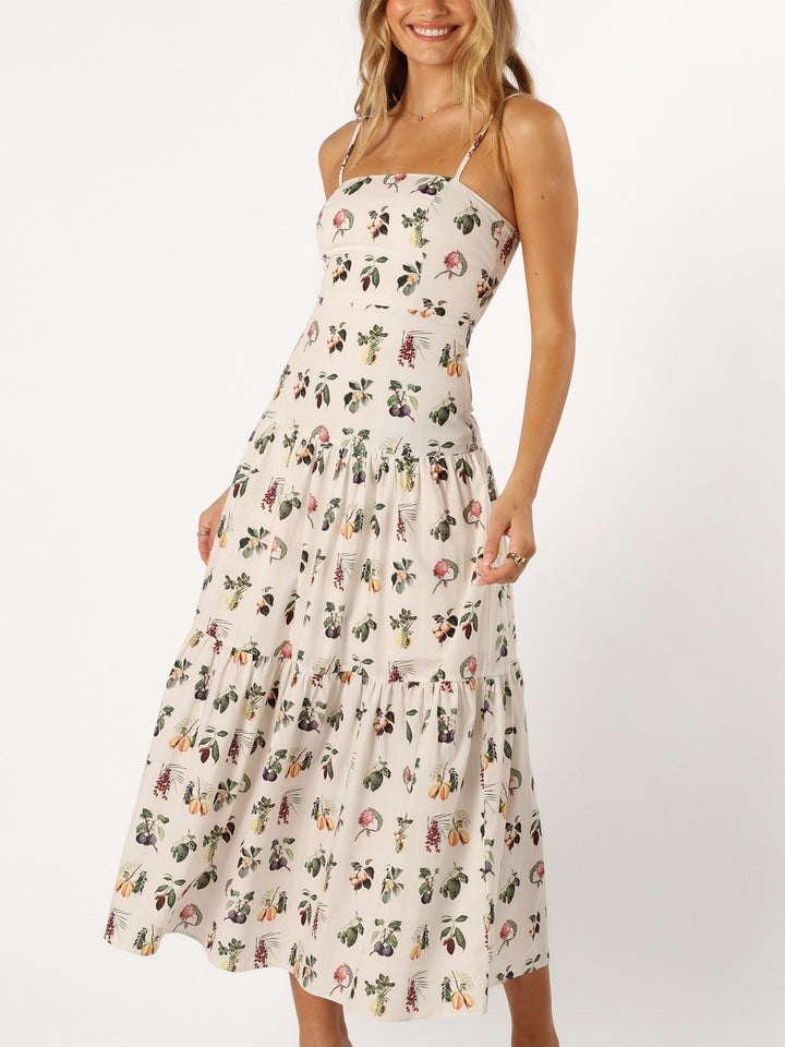 Midi-jurk met Fruit- en Bloemenprint