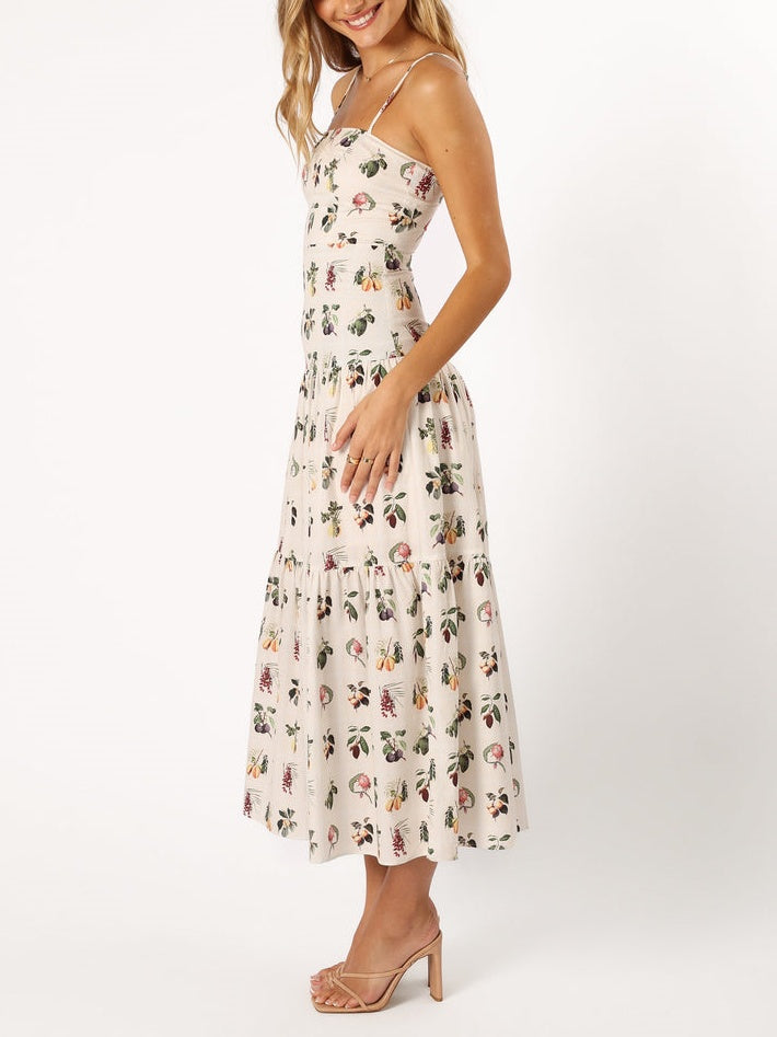 Midi-jurk met Fruit- en Bloemenprint