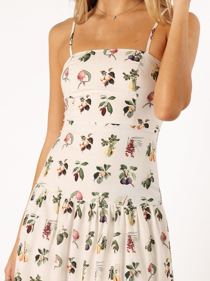 Midi-jurk met Fruit- en Bloemenprint