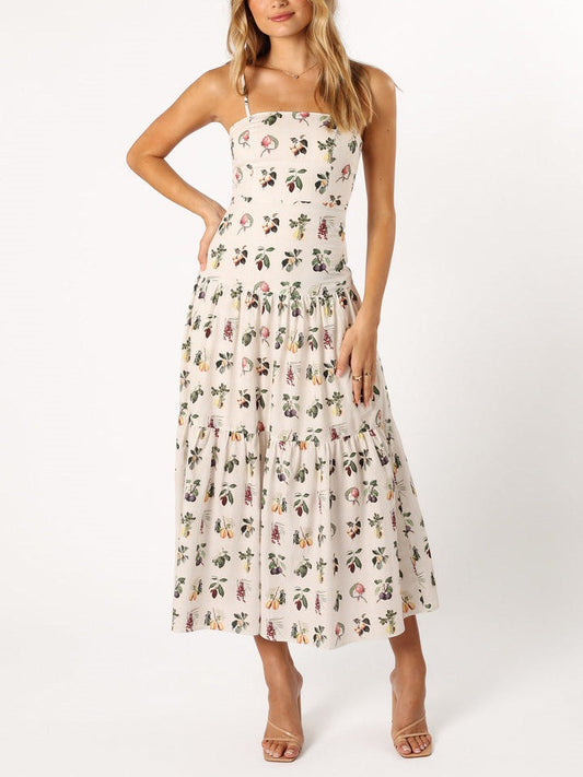 Midi-jurk met Fruit- en Bloemenprint
