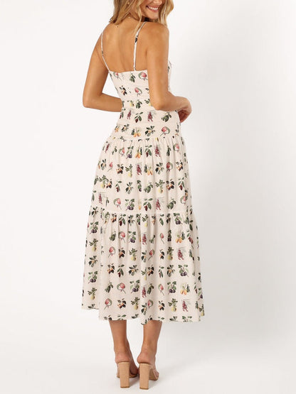 Midi-jurk met Fruit- en Bloemenprint