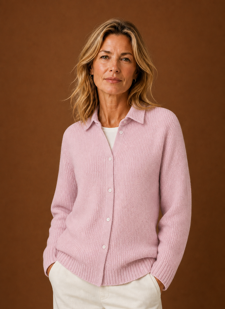 Klassiek gebreid vest dames met knoopsluiting