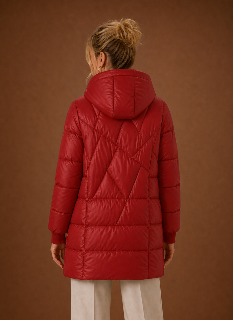 Lange pufferjas dames met capuchon – afbeelding 3