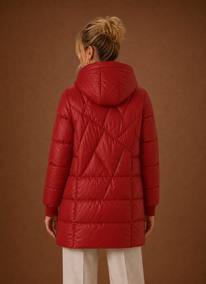 Lange pufferjas dames met capuchon – afbeelding 3
