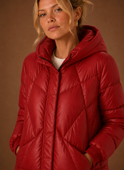 Lange pufferjas dames met capuchon – afbeelding 4