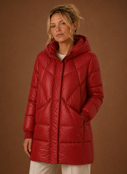 Lange pufferjas dames met capuchon