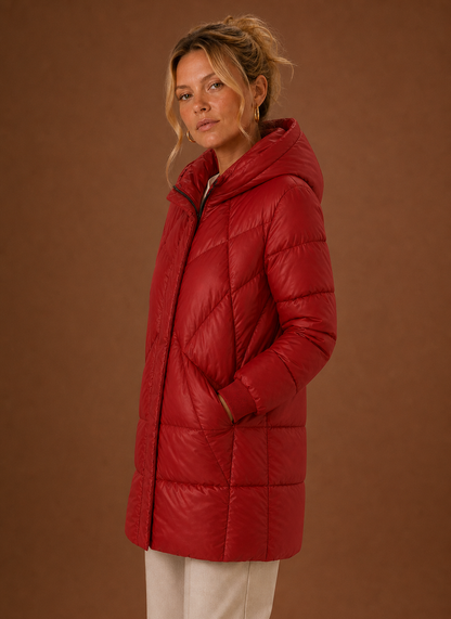 Lange pufferjas dames met capuchon – afbeelding 2