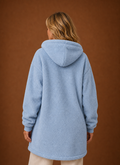 Lange fleece jas dames met capuchon – afbeelding 11