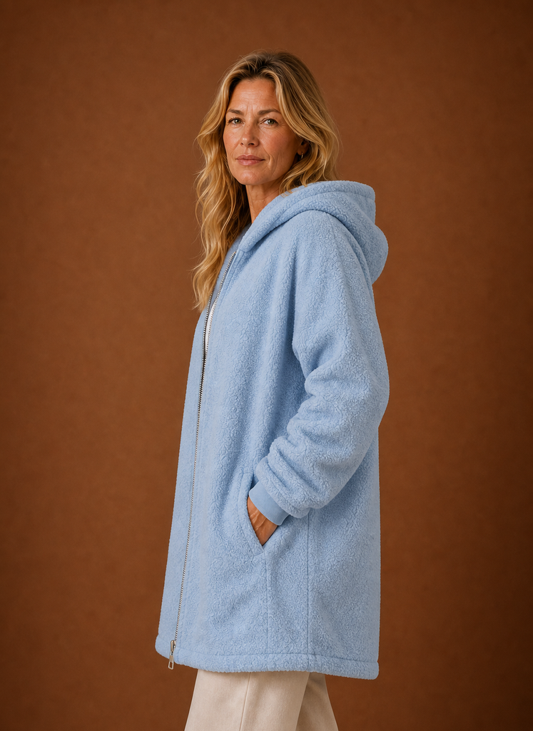 Lange fleece jas dames met capuchon – afbeelding 10