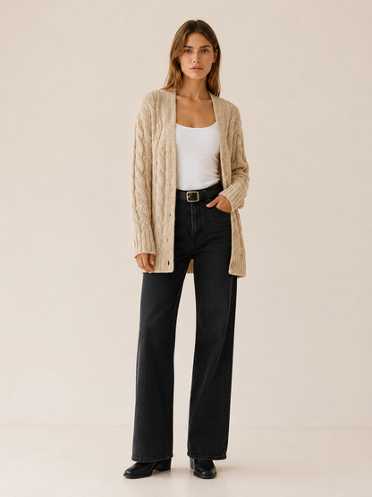 Vaerlyn | Long Cardigan with Button Front and Pockets