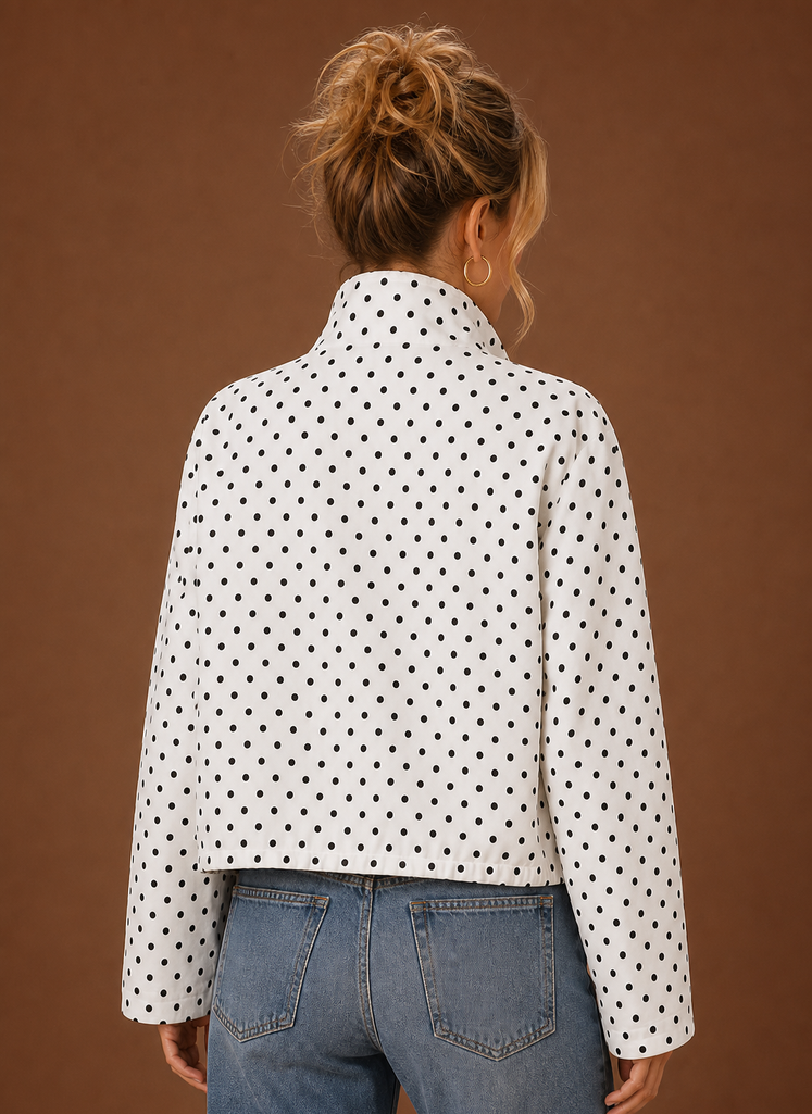 Lichte jas dames met stippenprint – afbeelding 4