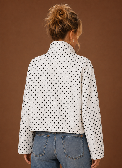 Lichte jas dames met stippenprint – afbeelding 4